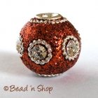 Brown Glitter Bead Studded with Wire Rings & Rhinestones