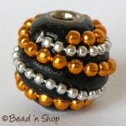 Round Black Bead with Silver  & Golden Ball Chain