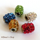 Cylindrical Bead Studded with Rhinestones