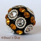 Black Bead Studded with Wire Rings & Color Rhinestones