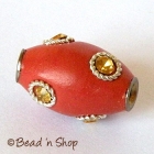 Red Bead Studded Rhinestones in Wire Rings 