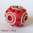Red Bead Studded with Seed Beads & Rhinestones