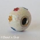 Shinning White Euro Style Bead Studded with Small Flowers