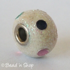 Shinning White Euro Style Bead Studded with Multi-color Round Cabochons