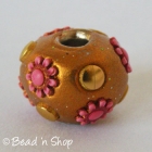 Shinning Brown Euro Style Bead Studded with Flowers