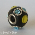 Black Euro Style Bead Studded with Rhinestones