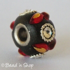 Black Euro Style Bead Studded with White Rhinestones and Accessories