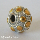 Silver Glitters Euro Style Beads with Golden Round Cabochons