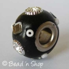 Black Euro Style Bead Studded with Glass Chips, Seed Beads & Rhinestones