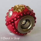 Red Euro Style Bead with Red Ball Chains & Rhinestones