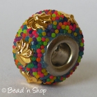 Euro Style Bead with Colorful Grains & Golden Flower