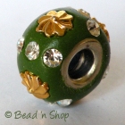 Green Euro Style Bead Studded with Rhinestones & Accessories