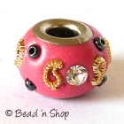 Pink Euro Style Bead Studded with White Rhinestones & Accessories 