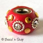 Red Euro Style Bead with Rhinestones & Accessories