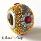 Euro Style Bead with Yellow Grains & Red Rhinestones