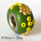 Green Euro Style Bead Studded with Seed Beads & Accessories