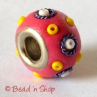 Pink Euro Style Bead Studded with Seed Beads