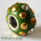 Green Euro Style Bead Studded with Rhinestones & Accessories