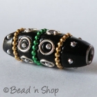 Black Bead Studded with Metal Rings & Metal Chains