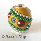 Yellow Bead Studded with Metal Chains & Rhinestones