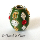 Green Bead Rimmed with Rhinestone & Accessories