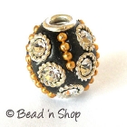 Black Bead Studded with Metal Rings & Rhinestones