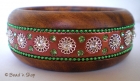 Bangle Studded with Metal Accessories & Green Rhinestones