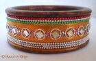 Bangle Studded with Metal Chain & Mirrors