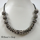 Black Maruti Necklace with Rhinestones and Seed Beads