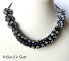 Black Maruti Necklace with Rhinestones and Metal Rings