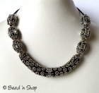 Black Maruti Necklace with Metal Rings & Mirror Chips