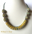 Yellow Maruti Necklace with Rhinestones and Metal Accessories