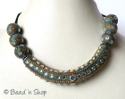 Blue Maruti Necklace with Rhinestones and Metal Chains