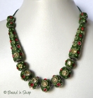 Green Maruti Necklace with Rhinestones & Metal Rings