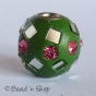 50pc Green Bead Studded with Mirror Chips & Rhinestone