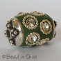25pc Green Bead Studded with Metal Ring & Rhinestones