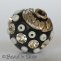 25pc Black Bead Studded with Seed Beads & Rhinestones