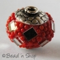 25pc Red Bead Studded with Mirror Chips & Red Grains