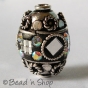 25pc Black Beads Studded with Mirror Chips & Rhinestones