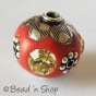 25pc Red Bead Studded with Metal Accessories & Rhinestones
