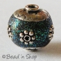 25pc  Glitter Bead Studded with Silver Plated Metal Flower