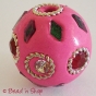 50pc Pink Bead with Glass Chips & Rhinestones