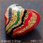 50pc Golden Heart Bead with Multicolor Stripes