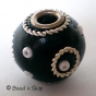 50pc Black Round Bead Studded with Wire-rings & Seed-beads