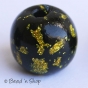 50pc Black Round Bead with Golden Spots