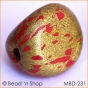 50pc Golden with Red Spots Triangular Handpressed Bead