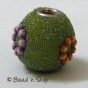 50pc Round Bead Studded with Green Grains & Multi-color Flowers