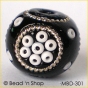 50pc Black Bead Studded with Seed Bead forming Flower Design