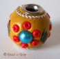 50pc Yellow Bead Studded with Glass & Seed Beads