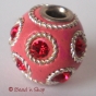 50pc Pink Bead Studded Red Rhinestone